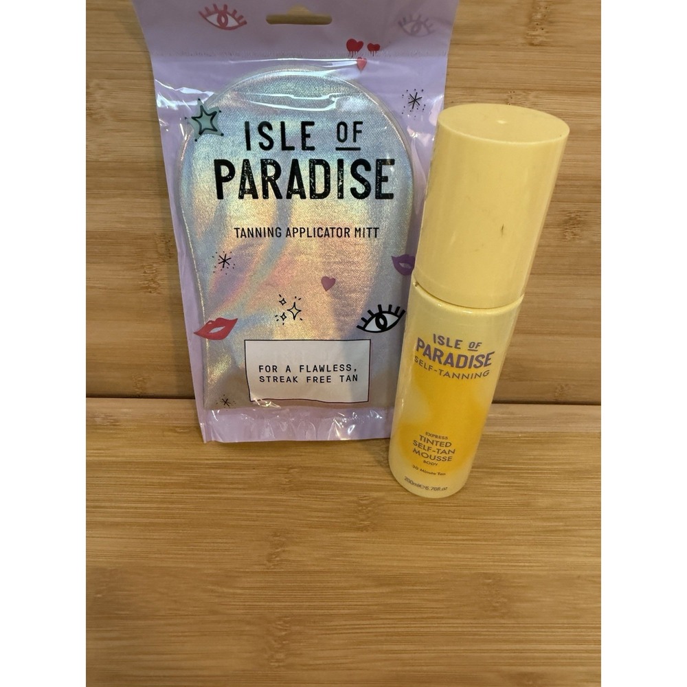Isle of Paradise Self-Tanning Tinted Body Mousse With Application Glove-NEW